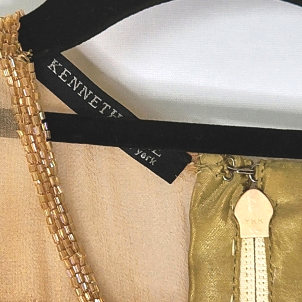 Kenneth Cole top pure silk gold heavily emroidered diamantes size 8 - Picture 9 of 16